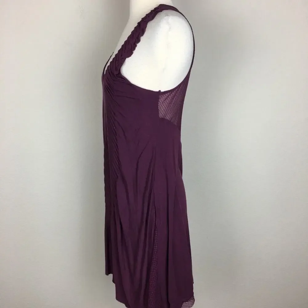 Free People Knit Maroon Lace Inset Tank Medium